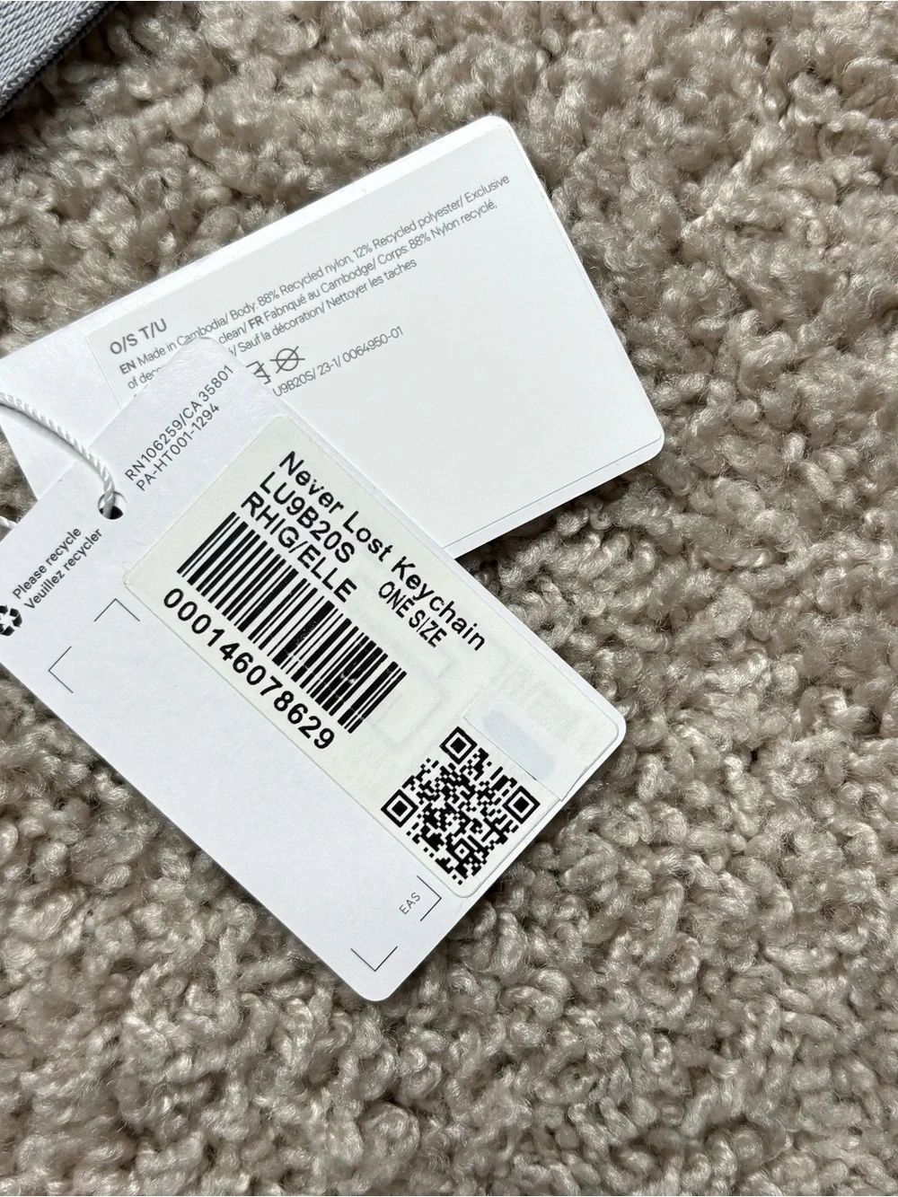 Lululemon Never Lost Keychain